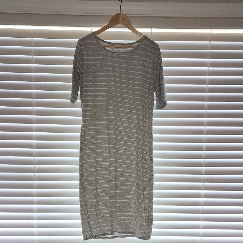 Lularoe Julia Gray Striped Dress